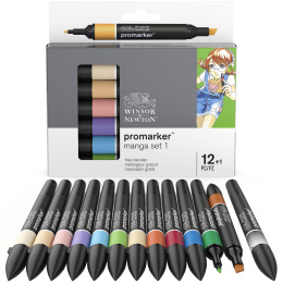 ProMarker 12-set + blender (Manga set 1) in the group Hobby & Creativity / Create / Manga at Pen Store (100558)