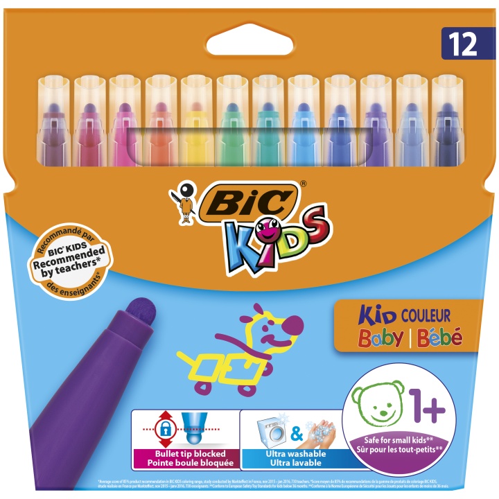 Kids Baby Fibre-tip pens 12-set in the group Kids / Kids' Pens / Felt Tip Pens for Kids at Pen Store (100247)