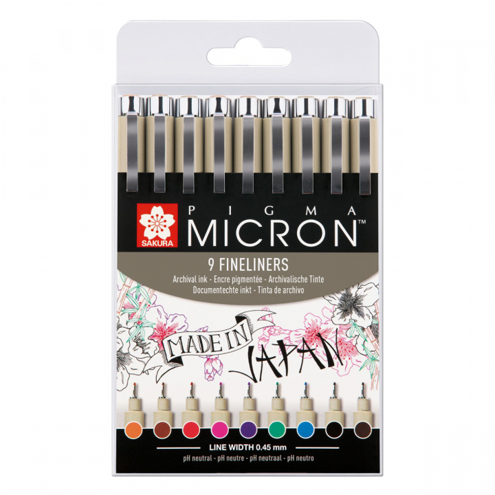 Pigma Micron Fineliner Color 9-pack in the group Pens / Writing / Fineliners at Pen Store (103306)