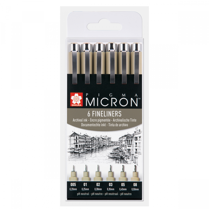 Pigma Micron Fineliner 6-set in the group Pens / Product series / Pigma Micron at Pen Store (103316)