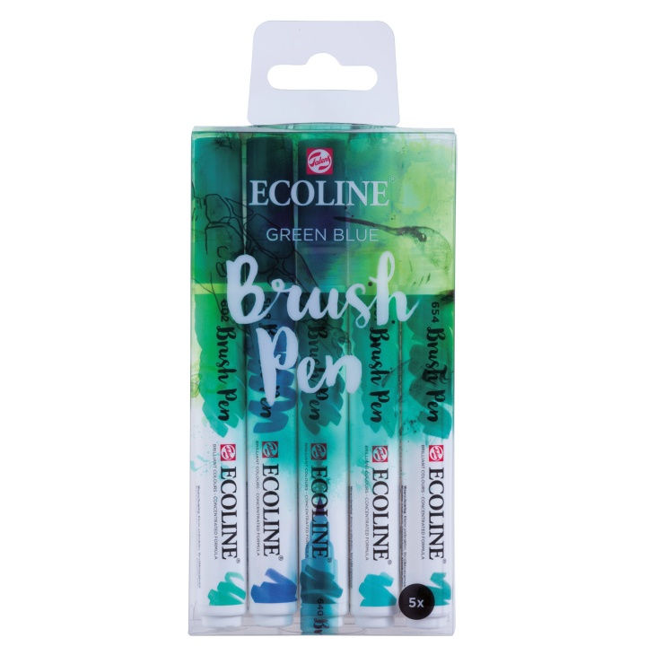 Brush Pen Green Blue 5-set in the group Pens / Artist Pens / Brush Pens at Pen Store (103715)