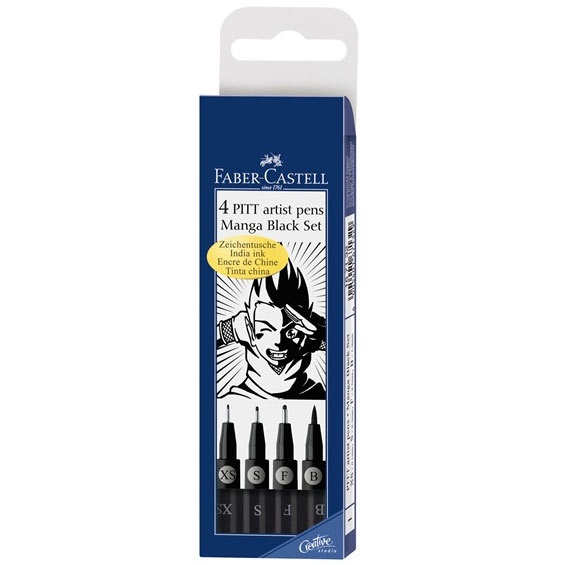 PITT Artist Pens Manga 4-set Black in the group Pens / Artist Pens / Felt Tip Pens at Pen Store (105151)