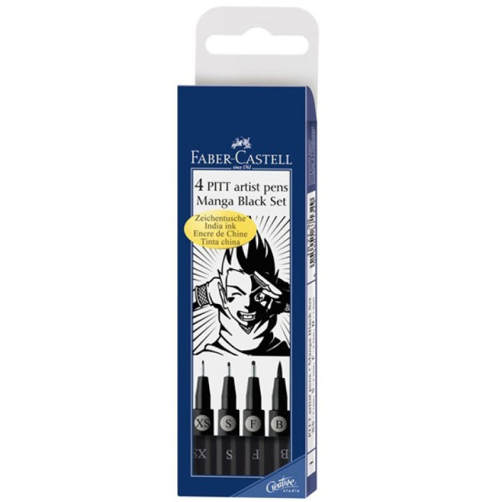 PITT Artist Pens Manga 4-set Black in the group Gifts & Gift Ideas / Gift by interest / Gift for the comic artist at Pen Store (105151)