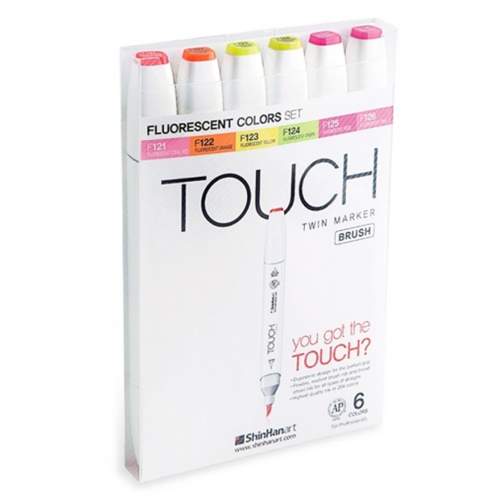 Twin Brush Marker 6-set Neon Fluorescent in the group Pens / Artist Pens / Brush Pens at Pen Store (105852)