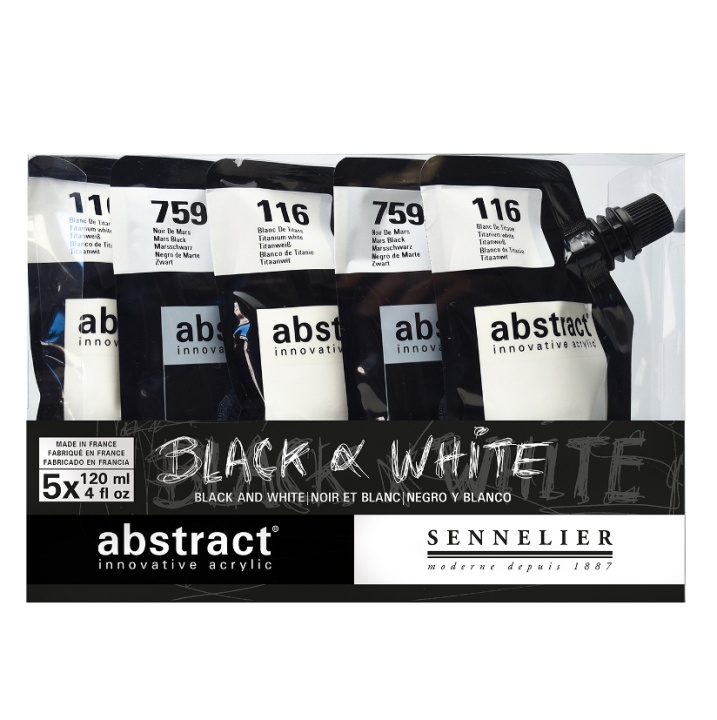 Abstract Acrylic Black & White in the group Art Supplies / Colors / Acrylic Paint at Pen Store (106258)