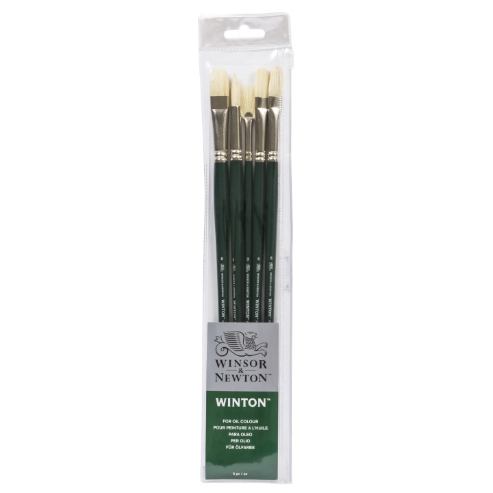Winton Hog Brush 5-set in the group Art Supplies / Brushes / Natural Hair Brushes at Voorcrea (107666)