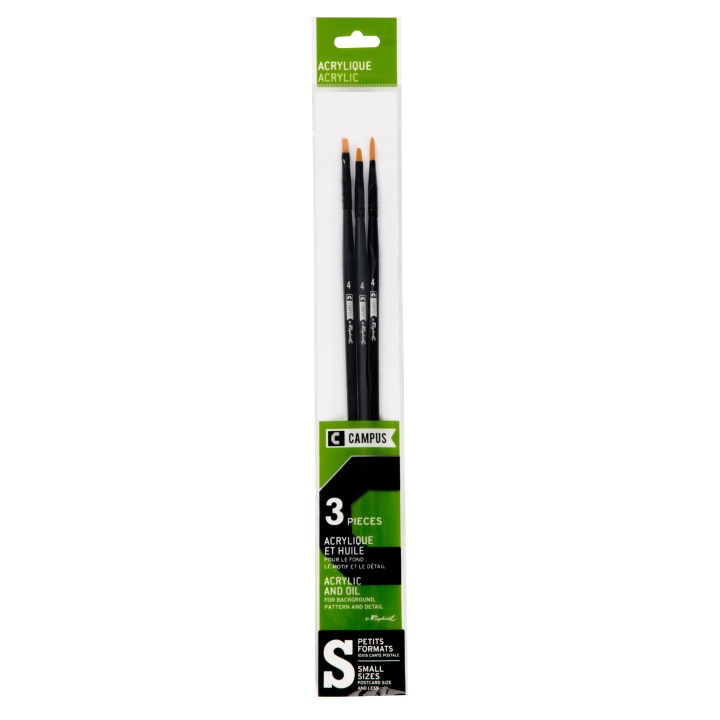 Campus Acrylic Brush 3-set S in the group Art Supplies / Brushes / Synthetic Brushes at Pen Store (108369)
