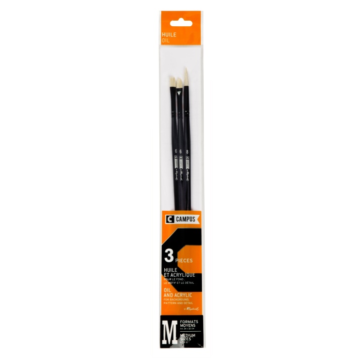 Hog Brush Campus Oil 3-set M in the group Art Supplies / Brushes / Oil Brushes at Pen Store (108373)