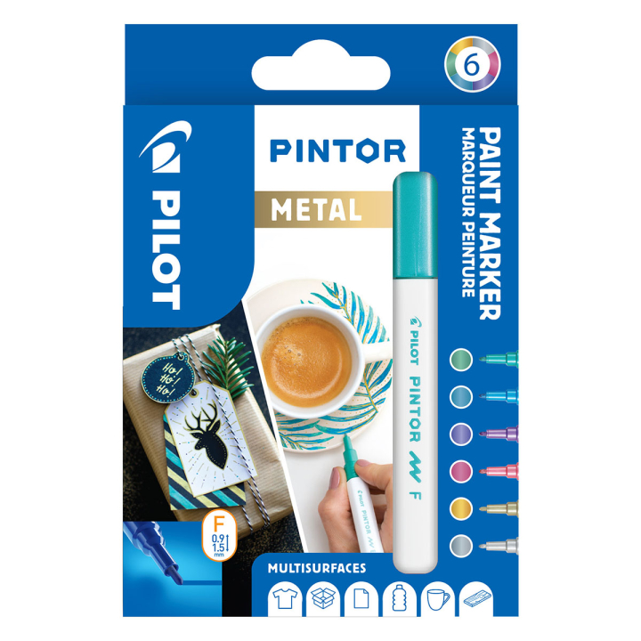 Pintor Fine 6-pack Metal in the group Pens / Artist Pens / Illustration Markers at Pen Store (109498)