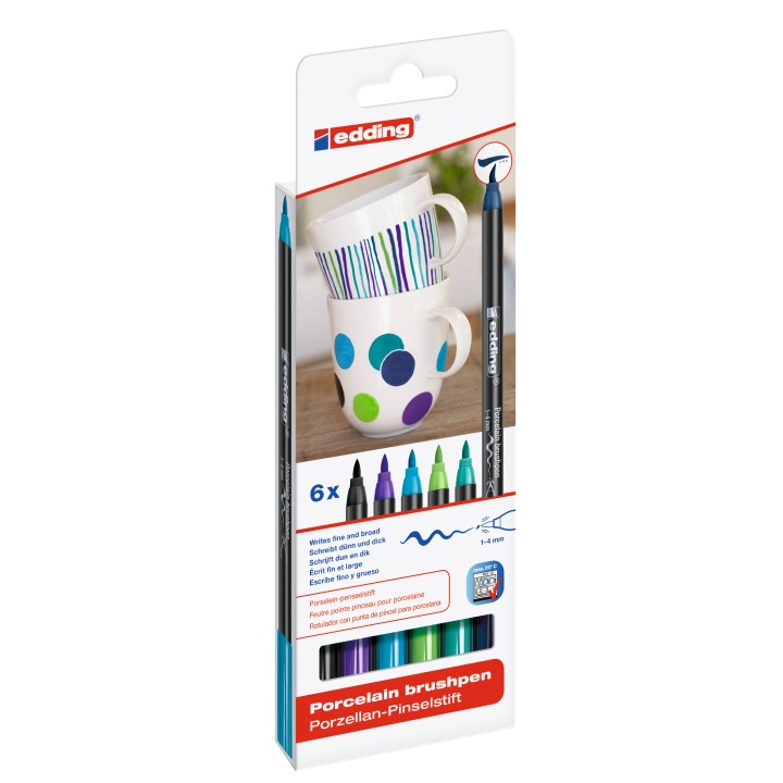 4200 Porcelain Brush Pen Cool 6-set in the group Hobby & Creativity / Create / Glass & Porcelain Paint at Pen Store (110371)