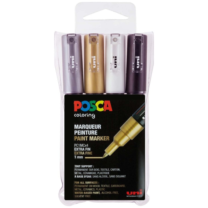 Posca PC-1M Metallic - Set of 4 in the group Pens / Artist Pens / Illustration Markers at Pen Store (110420)