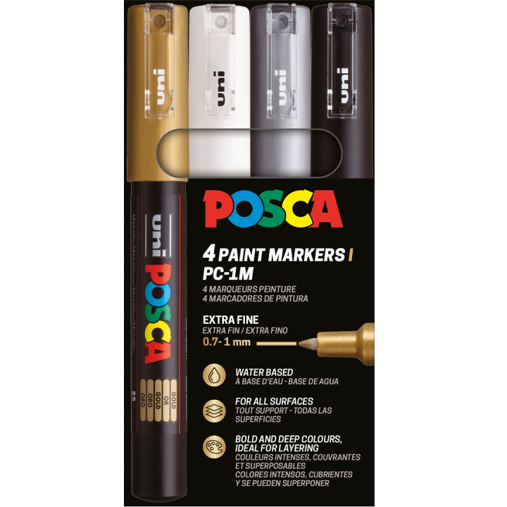 Posca PC-1MC Metallic - Set of 4 in the group Pens / Artist Pens / Illustration Markers at Pen Store (110420)