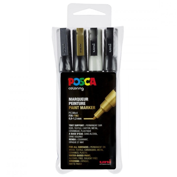 Posca PC-3M Metallic - Set of 4 in the group Pens / Artist Pens / Illustration Markers at Pen Store (110421)