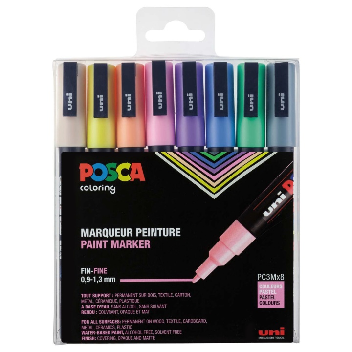 Posca PC-3M Pastel - Set of 8 in the group Pens / Artist Pens / Illustration Markers at Pen Store (110427)