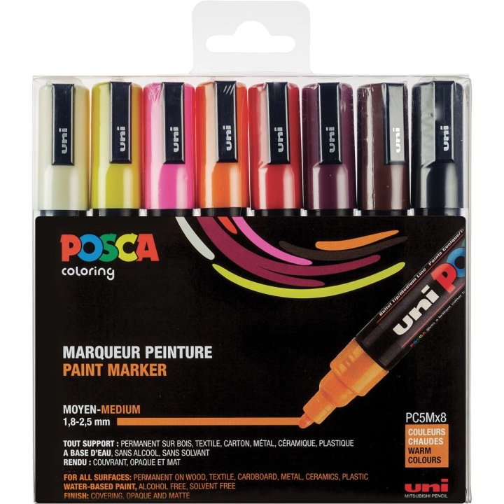 Posca PC-5M Warm tones - Set of 8 in the group Pens / Artist Pens / Illustration Markers at Pen Store (110428)