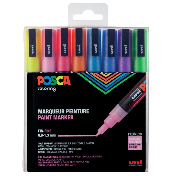 Posca PC-3M Sparkling tones - Set of 8 in the group Pens / Artist Pens / Illustration Markers at Pen Store (110429)