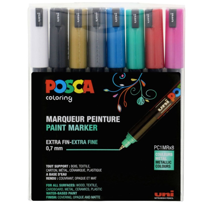 Posca PC-1MR Metallic - Set of 8 in the group Pens / Artist Pens / Illustration Markers at Pen Store (110432)
