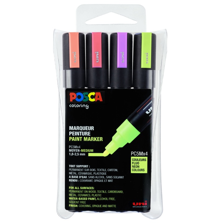 Posca PC-5M Neon - Set of 4 in the group Pens / Artist Pens / Illustration Markers at Pen Store (110434)