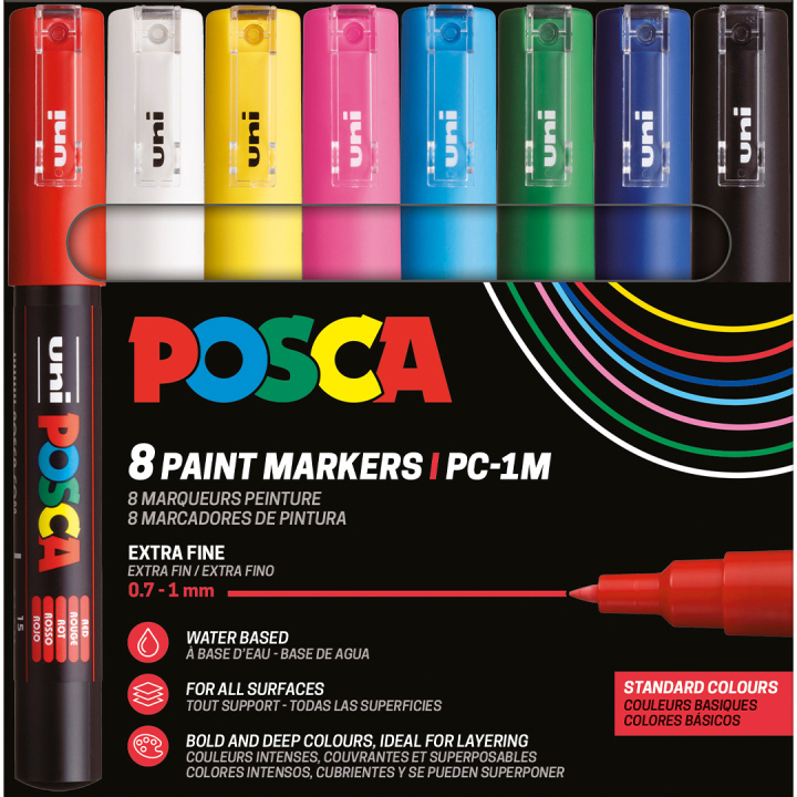 Posca PC-1MC Standard Colours Set of 8 in the group Pens / Artist Pens / Illustration Markers at Pen Store (110436)