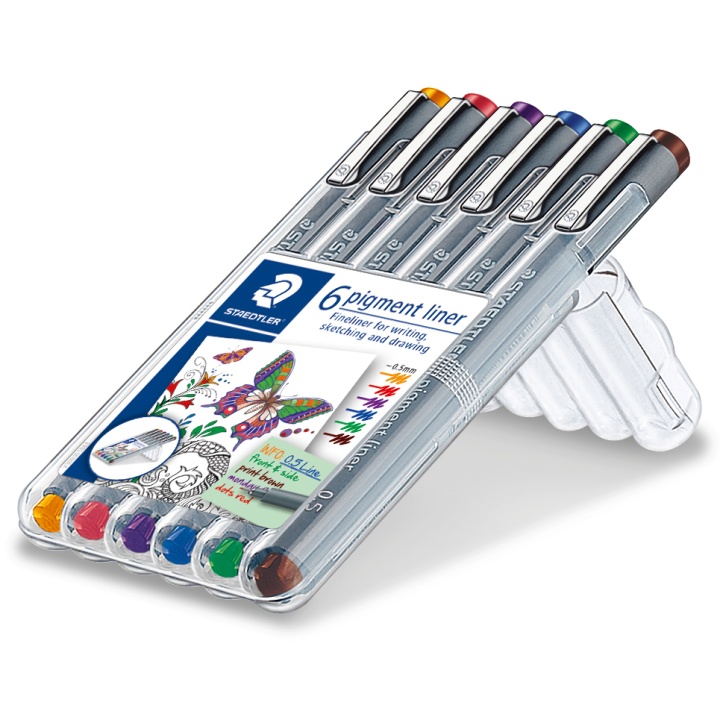 Pigment Liner Color 0.5mm 6-set in the group Pens / Writing / Fineliners at Pen Store (111221)