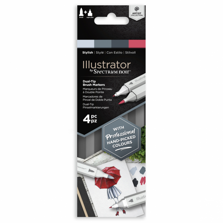 Illustrator Marker 4-set Stylish in the group Pens / Artist Pens / Illustration Markers at Pen Store (111893)