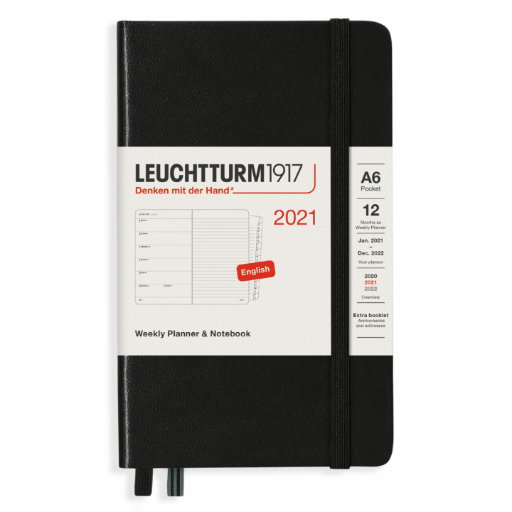 Calendar 2021 12M Weekly Planner A6 Black in the group Paper & Pads / Planners / 12-Month Planners at Pen Store (112315)
