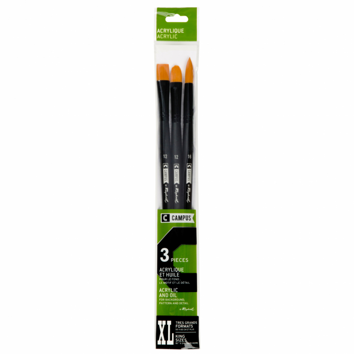 Campus Acrylic Brush 3-set XL in the group Art Supplies / Brushes / Acrylic Brushes at Pen Store (112593)