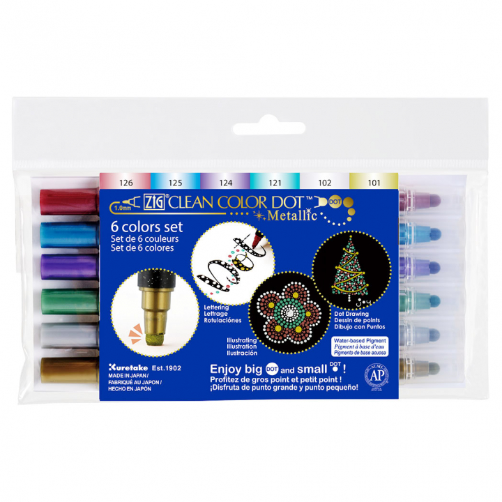 Clean Color DOT Pen Metallic 6-set in the group Pens / Artist Pens / Illustration Markers at Pen Store (125134)