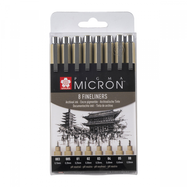 Pigma Micron Fineliner 8-set Black in the group Pens / Product series / Pigma Micron at Pen Store (125573)