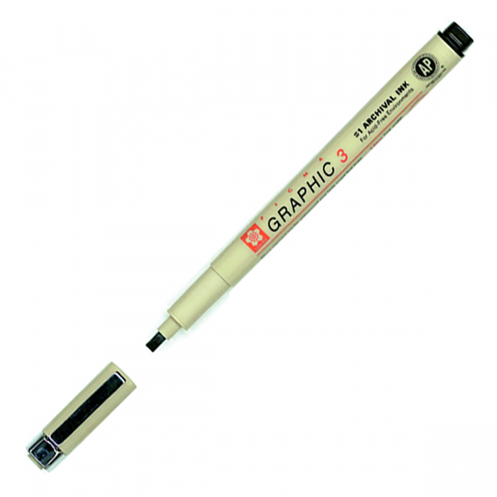 Pigma Graphic 3 mm Black in the group Pens / Writing / Fineliners at Pen Store (125583)