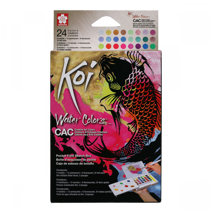 Koi Water Colors Pocket Field Sketch Box 24 + Brush in the group Art Supplies / Colors / Watercolor Paint at Pen Store (125613)