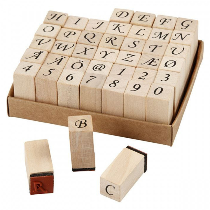 Wooden Stamps Set Letters & numbers Italic in the group Hobby & Creativity / Hobby Accessories / Stamps at Pen Store (126566)