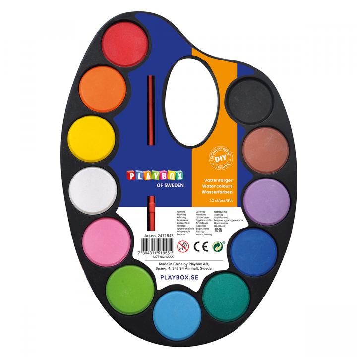 Watercolour paint 12-set in the group Kids / Kids' Paint & Crafts / Kids' Watercolor Paint at Pen Store (126840)