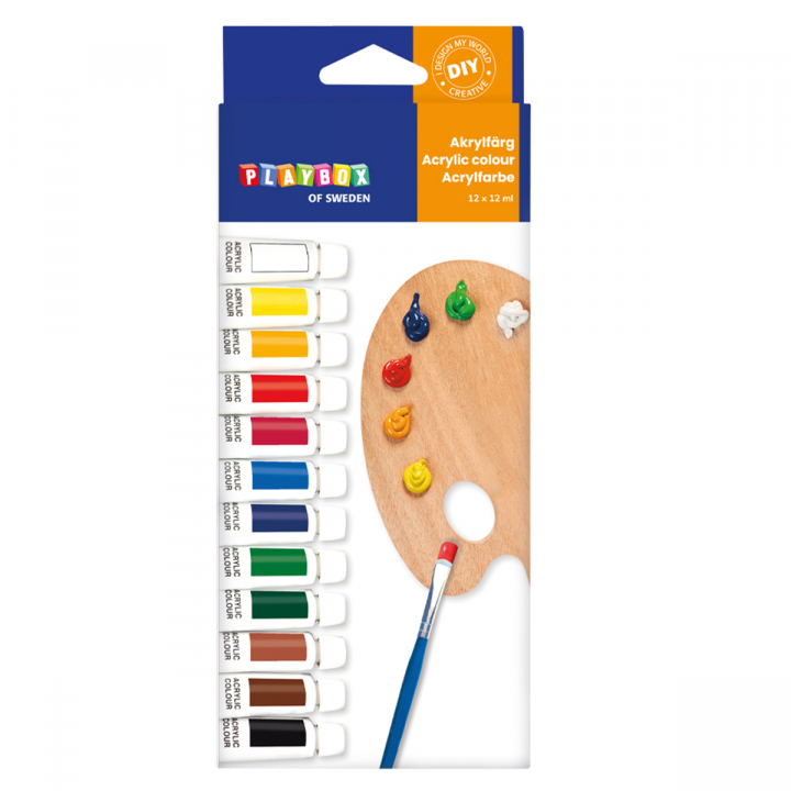 Acrylic Paint 12 colours 12 ml in the group Kids / Kids' Paint & Crafts / Paint for Kids at Pen Store (126873)