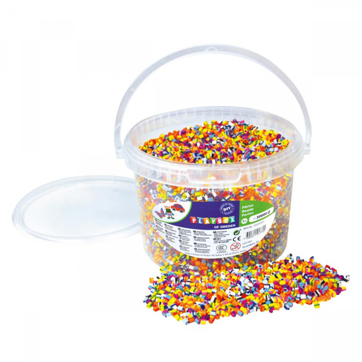 Ironing Beads striped mix 20 000 pcs in bucket in the group Hobby & Creativity / Create / Tube beads & more at Pen Store (126877)