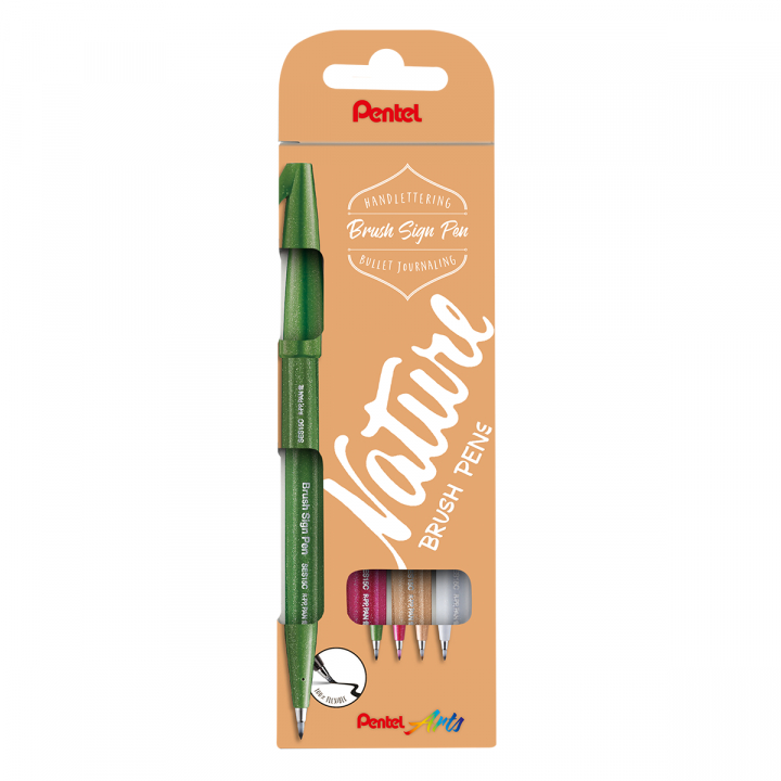 Fude Touch Sign Pen 4-set Nature in the group Hobby & Creativity / Calligraphy / Lettering Sets at Pen Store (126979)
