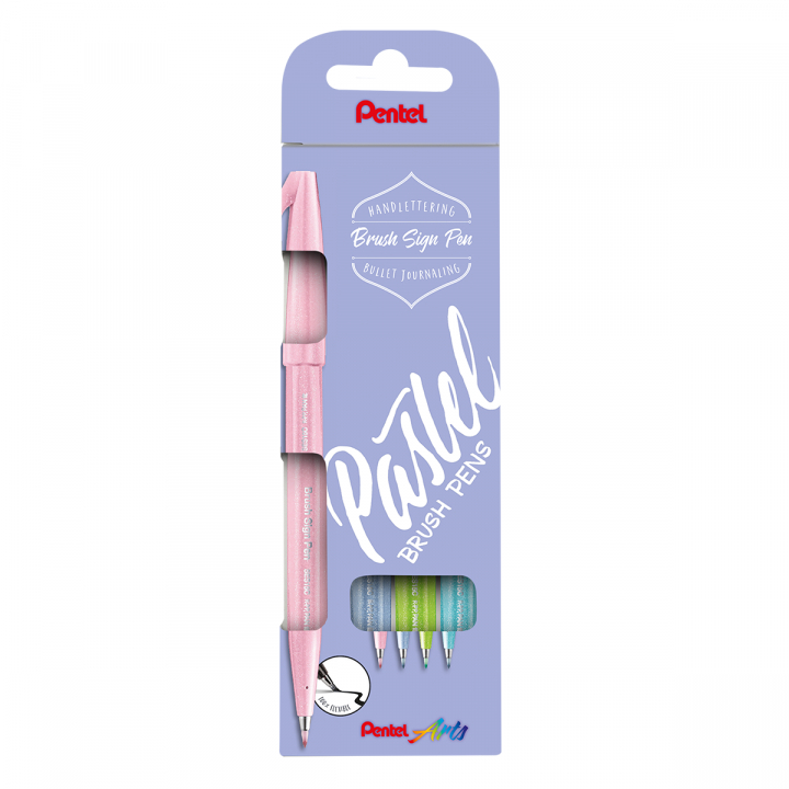 Fude Touch Sign Pen 4-set Pastel in the group Hobby & Creativity / Calligraphy / Lettering Sets at Pen Store (126980)