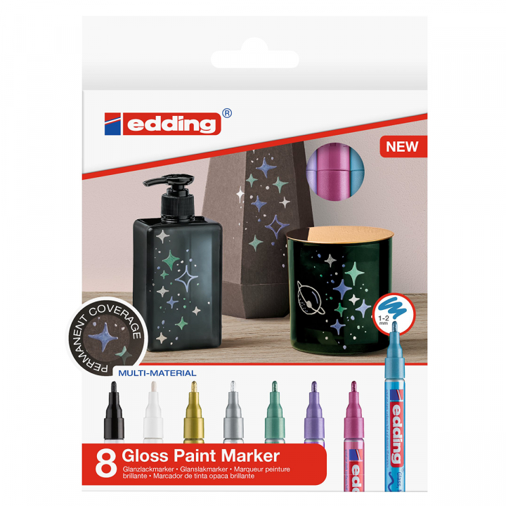 Gloss Paint Marker Fine 8-set Metallic in the group Outlet at Pen Store (127399)
