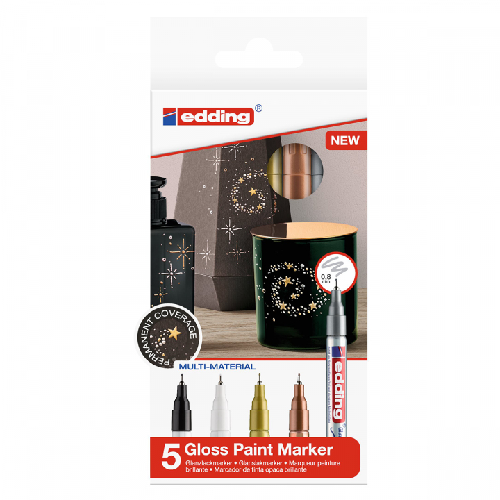 Gloss Paint Marker Extra-Fine 5-set Metallic in the group Pens / Office / Markers at Pen Store (127402)