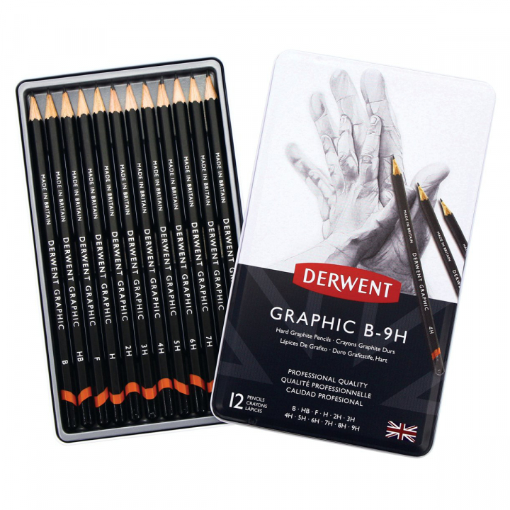 Graphic Pencils Set of 12 B-9H in the group Art Supplies / Crayons & Graphite / Graphite & Pencils at Pen Store (128166)