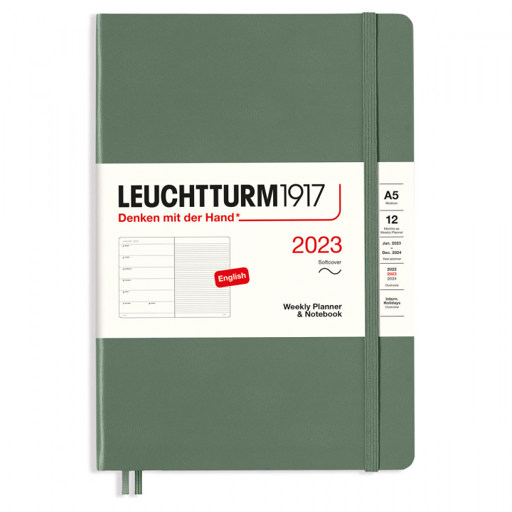 Calendar 2023 Weekly Notebook Softcover A5 Olive in the group Paper & Pads / Planners / 12-Month Planners at Pen Store (128418)
