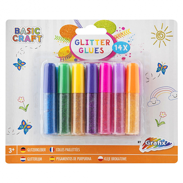 Glitter Glues (4 ml) 14-set in the group Kids / Fun and learning / Glue for Kids at Pen Store (128491)