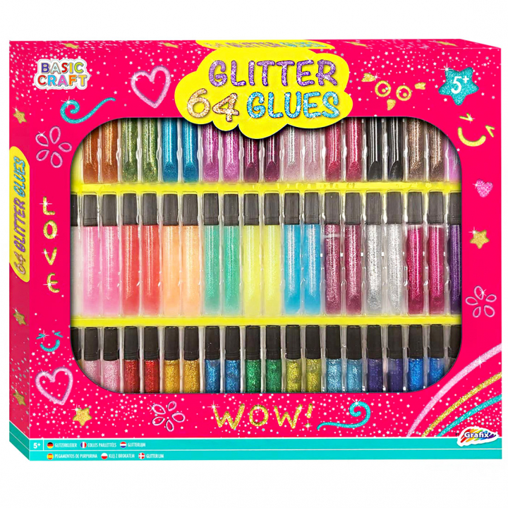 Glitter Glues (10ml) 64-set in the group Kids / Fun and learning / Glue for Kids at Pen Store (128495)