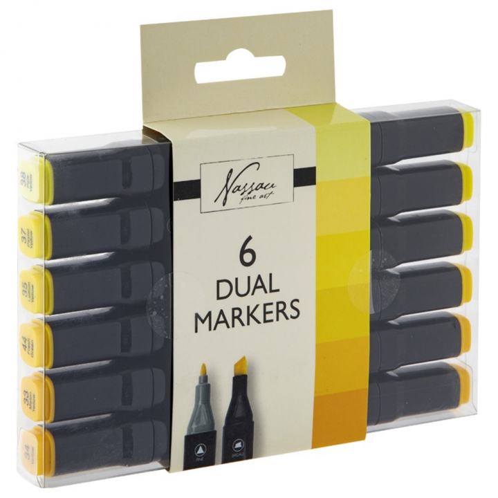 Dual-tip Markers 6-set Yellow in the group Pens / Artist Pens / Felt Tip Pens at Pen Store (128522)