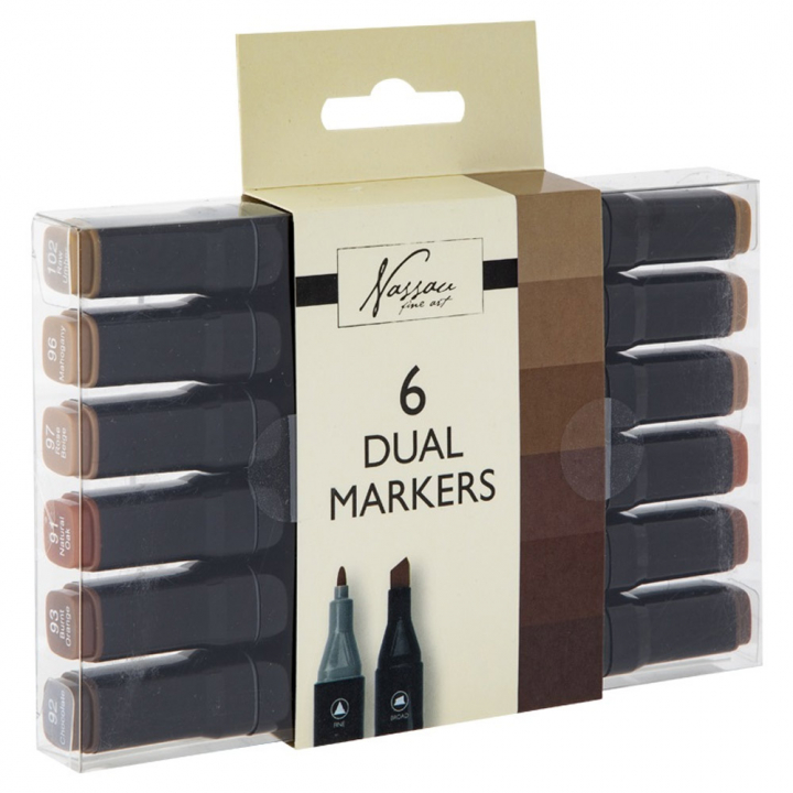 Dual-tip Markers 6-set Brown in the group Pens / Artist Pens / Felt Tip Pens at Pen Store (128526)