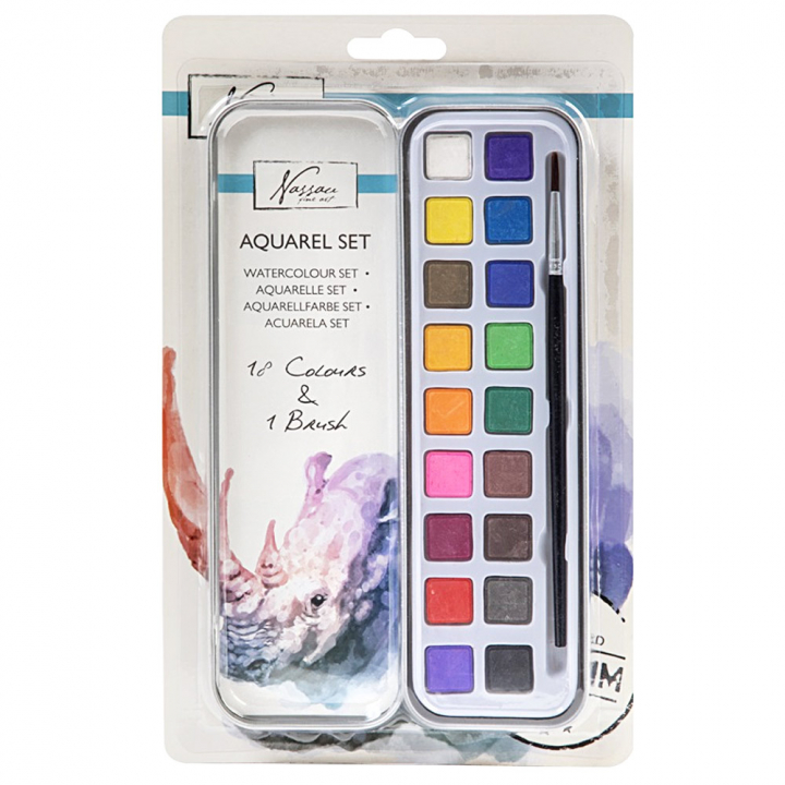 Aquarel kit 18 colours + brush in the group Art Supplies / Colors / Watercolor Paint at Pen Store (128538)