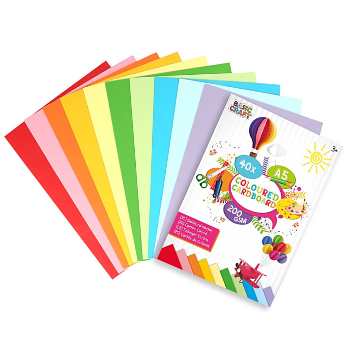 Coloured cardboard 200g A5 40 sheets in the group Kids / Fun and learning / Paper & Drawing Pad for Kids / Coloured paper for children at Pen Store (128567)