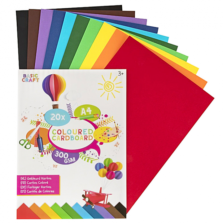 Coloured cardboard 300g A4 20 sheets in the group Kids / Fun and learning / Paper & Drawing Pad for Kids at Pen Store (128572)