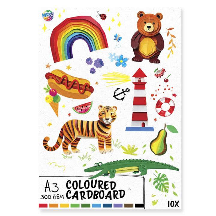 Coloured cardboard 300g A3 10 sheets in the group Kids / Fun and learning / Paper & Drawing Pad for Kids / Coloured paper for children at Pen Store (128573)