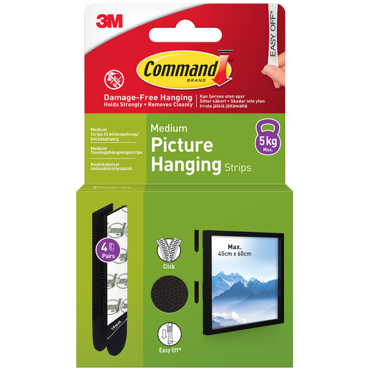 Command Hanging Strips Medium Black  in the group Hobby & Creativity / Organize / Frames / Picture hanging at Pen Store (128608)